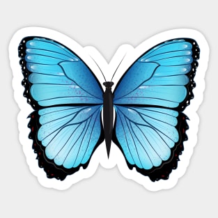 blue butterfly hand drawn and colored Sticker